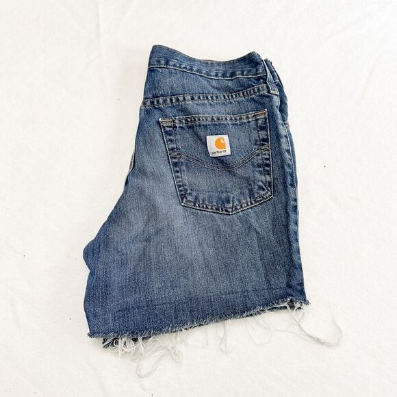 Carhartt Relaxed Fit Denim Jean Dark Wash Cutoffs Size 30 - Picture 4 of 4